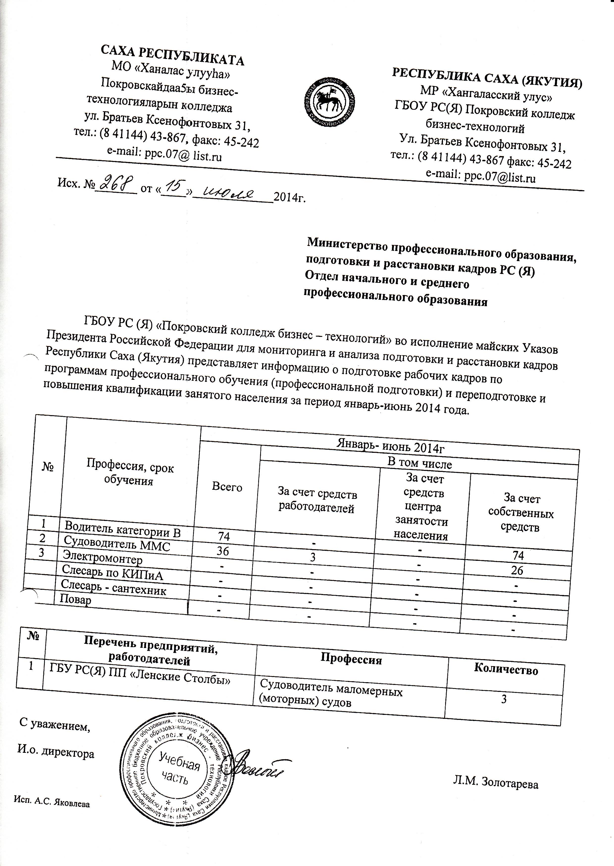 Статистический отчет – ГБПОУ РС(Я) 